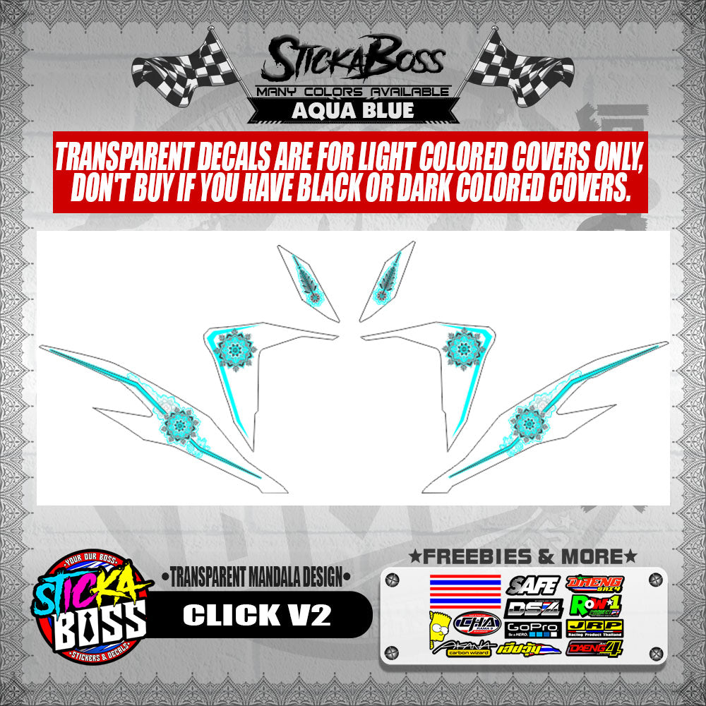 CLICK V2 DECALS ( TRANSPARENT MANDALA DESIGN )【WITH FREEBIES】