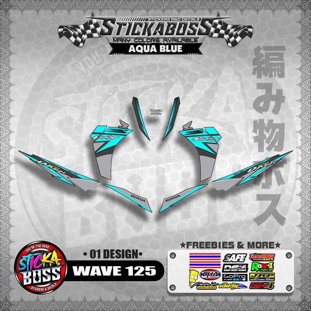 Honda Wave Dash 125 Stock Decals (01 Design)【WITH FREEBIES】Malaysia Concept