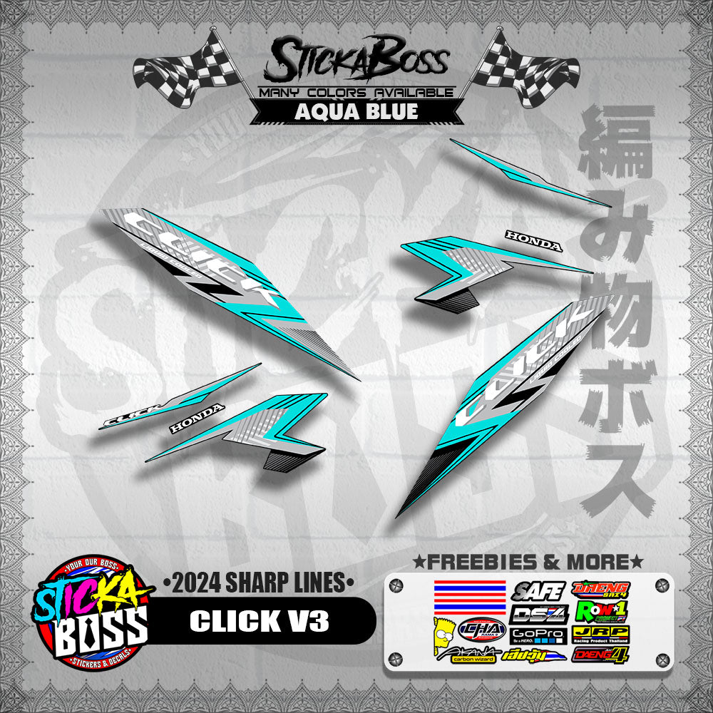 CLICK V3 DECALS ( 2024 SHARP LINES )【WITH FREEBIES】