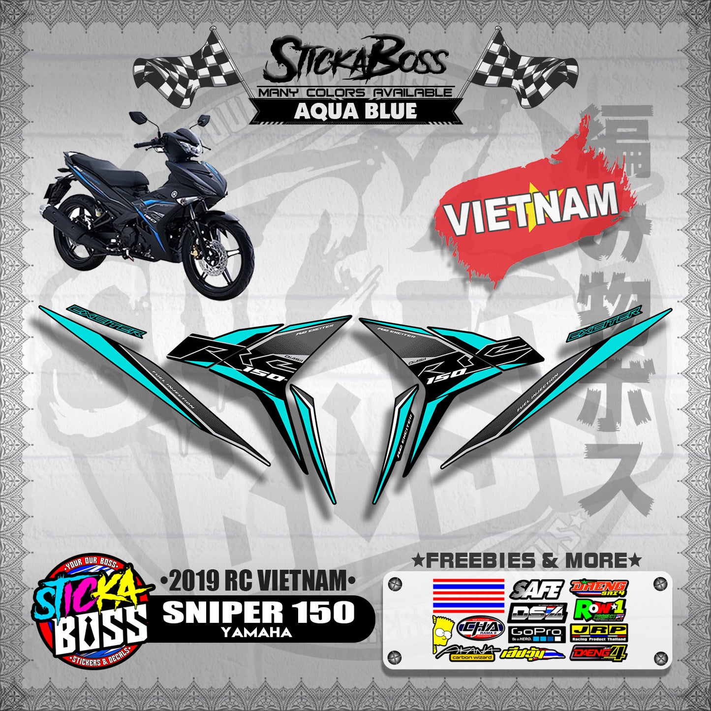 SNIPER 150 STOCK DECALS ( 2019 RC VIETNAM )【WITH FREEBIES】
