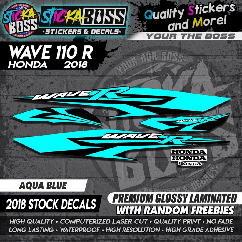Wave 110 R (2018 Stock Decals)【PREMIUM GLOSSY LAMINATED】 – StickaBoss