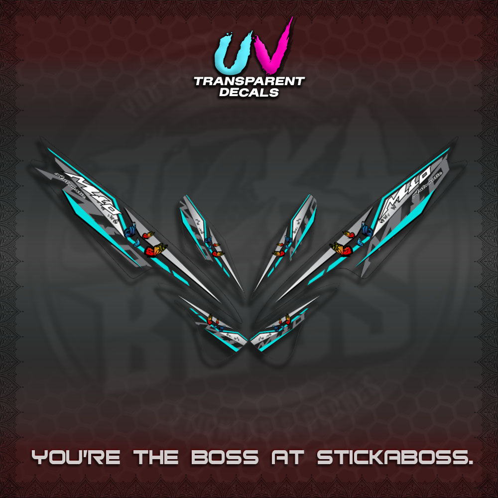 【PREMIUM UV PRINT】TRANSPARENT  MIO SPORTY/SMILE DECALS (BUTERFLY V6 DESIGN)By STICKABOSS
