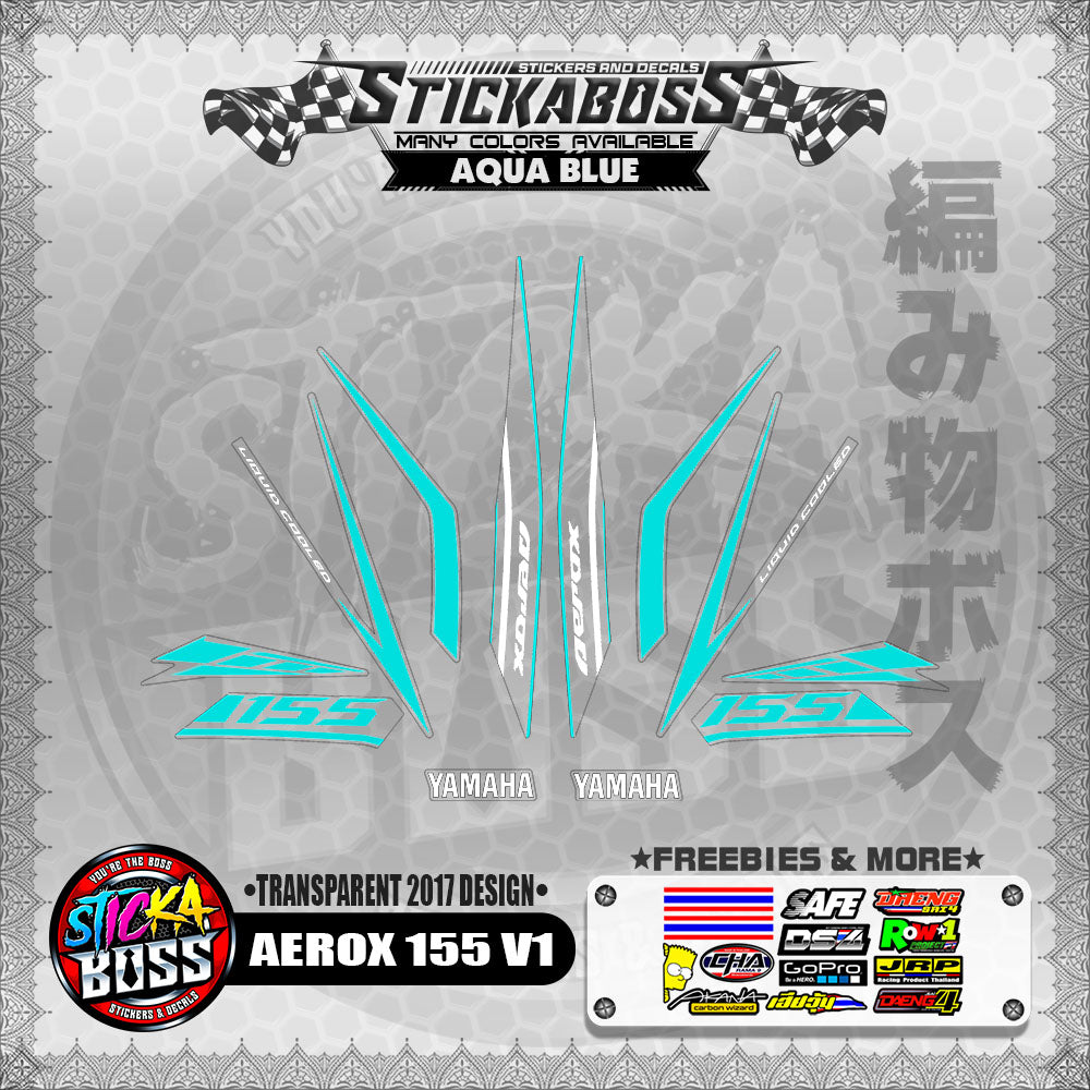 【PREMIUM UV PRINT】TRANSPARENT AEROX 155 V1 STOCK DECALS ( 2017 DESIGNS )【WITH FREEBIES】
