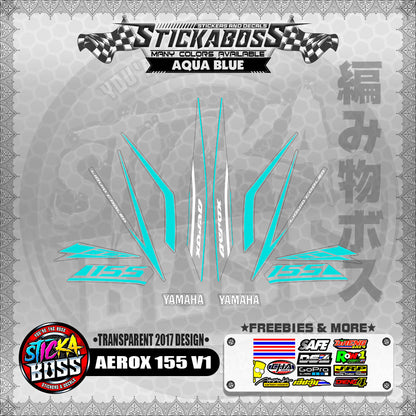 【PREMIUM UV PRINT】TRANSPARENT AEROX 155 V1 STOCK DECALS ( 2017 DESIGNS )【WITH FREEBIES】