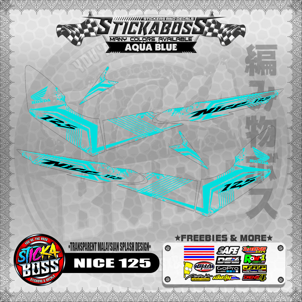 【PREMIUM UV PRINT】TRANSPARENT NICE 125 STICKER DECALS ( MALAYSIAN SPLASH DESIGN )【WITH FREEBIES】