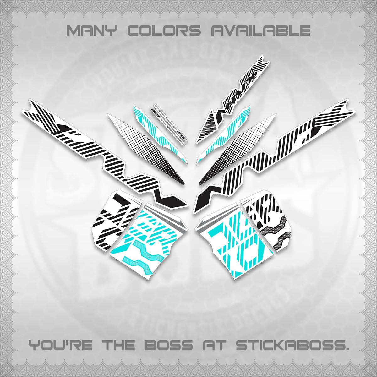 AEROX V2 NVX FOR WHITE DECALS (2024 NEW 001 DESIGN) STICKER DECALS By STICKABOSS