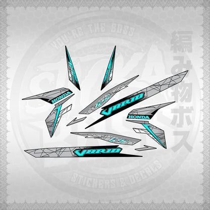 CLICK 125 V3 VARIO STYLIZED TEXT DESIGN STICKER DECALS By STICKABOSS (SOFIE LAMINATED WATERPROOF)