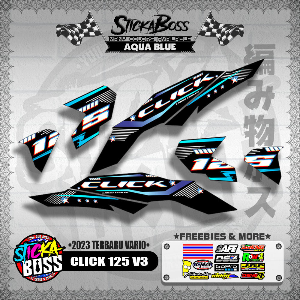 CLICK 125 V3 DECALS ( 2023 TERBARU VARIO ) [ PREMIUM GLOSSY LAMINATED ]【WITH FREEBIES】