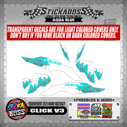 CLICK V3 INDO STICKER DECALS ( TRANSPARENT 2025 SHARP ABSTRACT )【WITH FREEBIES】