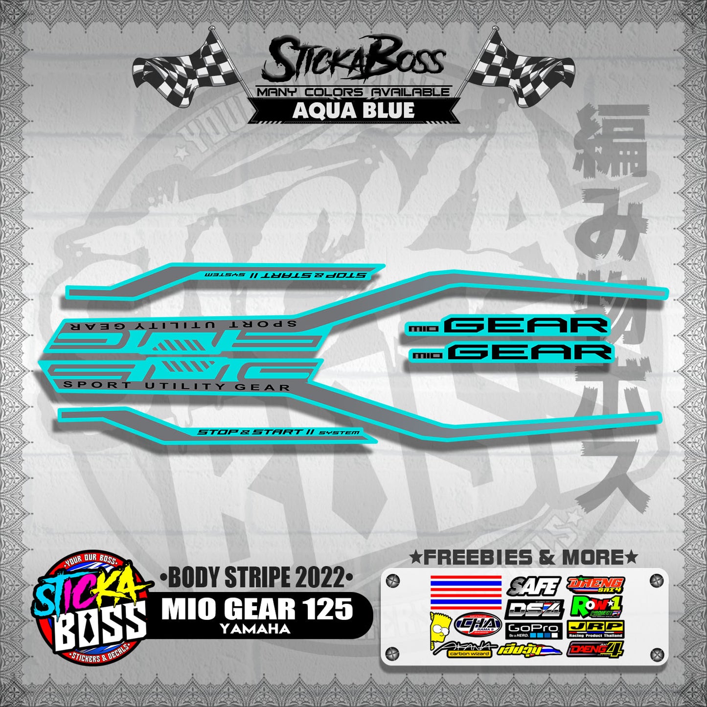 MIO GEAR 125 DECALS ( BODY STRIPE 2022 )【WITH FREEBIES】