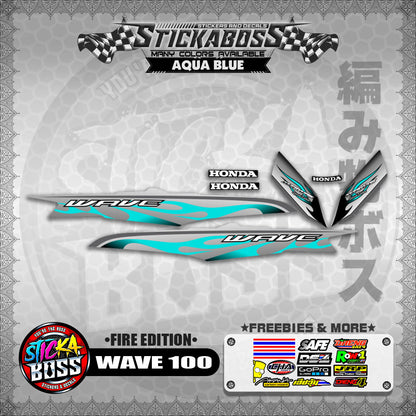 WAVE 100 STICKER DECALS ( FIRE EDITION )【WITH FREEBIES】