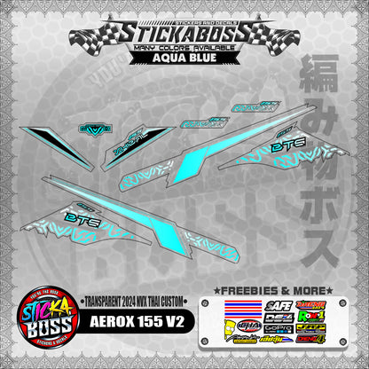 【PREMIUM UV PRINT】TRANSPARENT AEROX 155 V2 DECALS ( 2024 NVX THAI CUSTOM )【WITH FREEBIES】