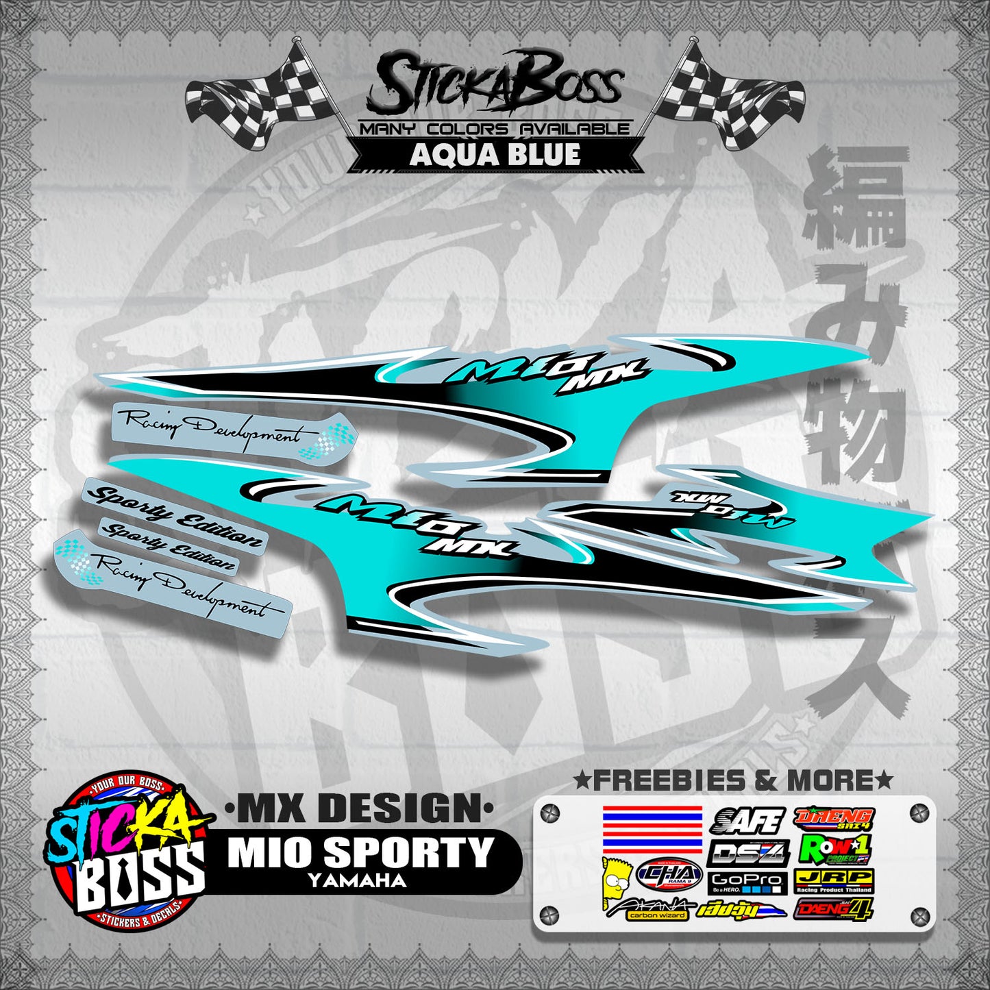 MIO SPORTY STOCK DECALS ( MX DESIGN )【WITH FREEBIES】