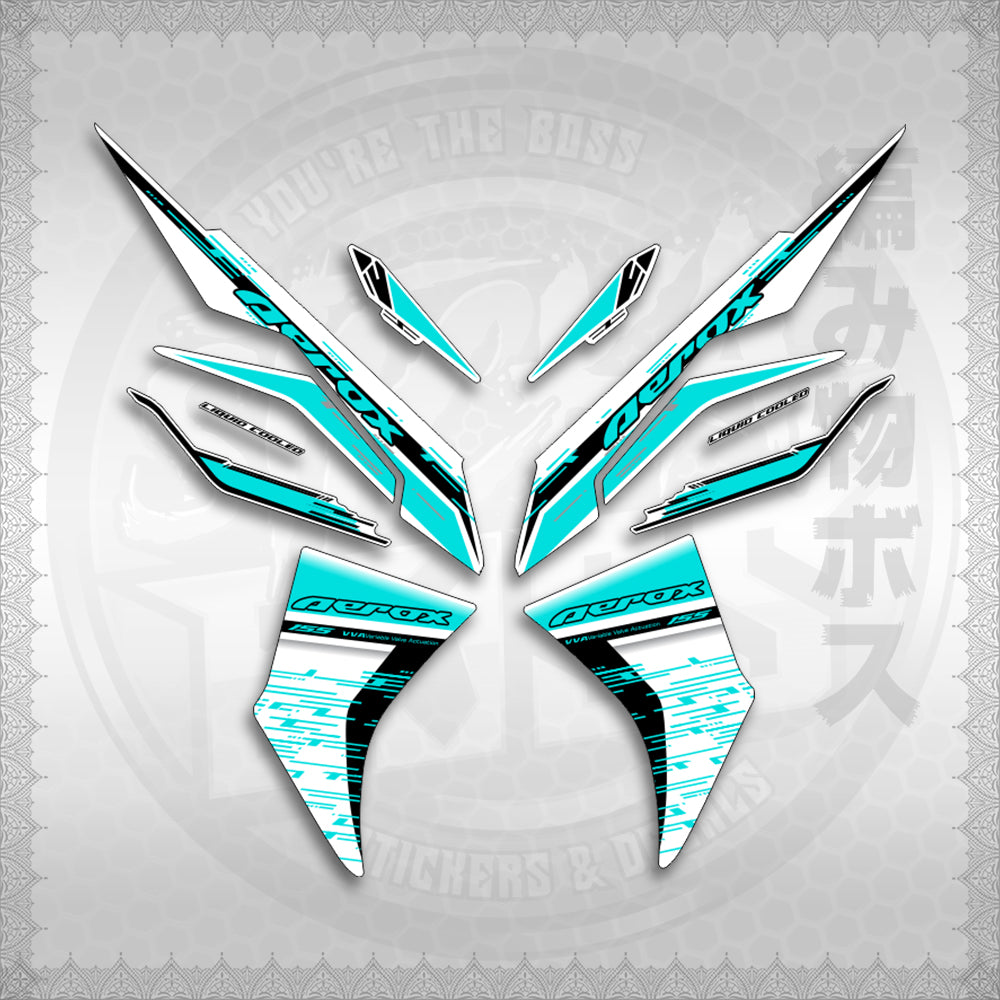 STICKER DECALS for AEROX V3 ALPHA TURBO INDO FOR WHITE (AV3NESTEDMA) By STICKABOSS (SOFIE LAMINATED WATERPROOF)