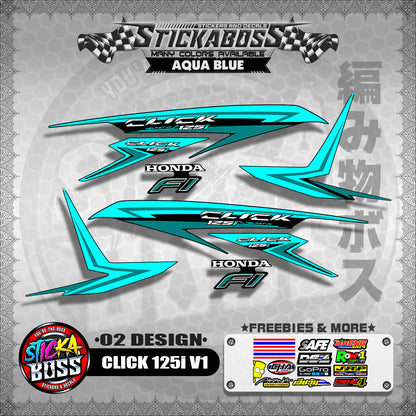 CLICK 125I V1 STOCK DECALS ( 02 DESIGN )【WITH FREEBIES】