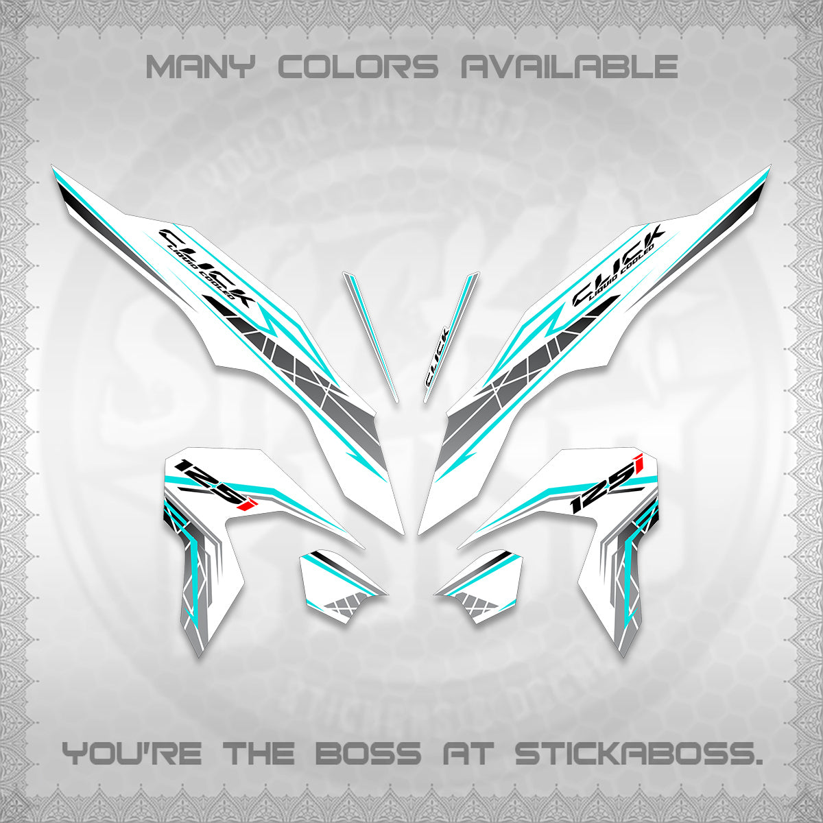 CLICK 125 V3 FOR WHITE DECALS (2023 SIMPLE STRIPE DESIGN) STICKER DECALS By STICKABOSS