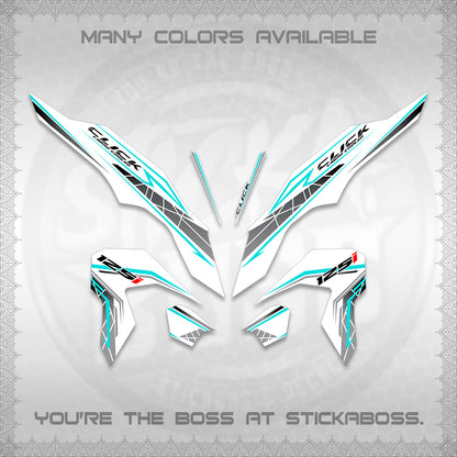 CLICK 125 V3 FOR WHITE DECALS (2023 SIMPLE STRIPE DESIGN) STICKER DECALS By STICKABOSS