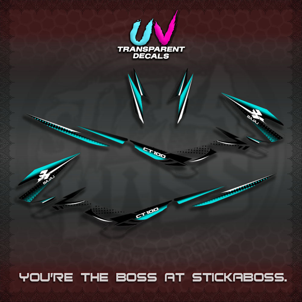 BAJAJ CT100 UV TRANSPARENT DECALS (PANTRA 2026 DESIGN)STICKER DECALS By STICKABOSS