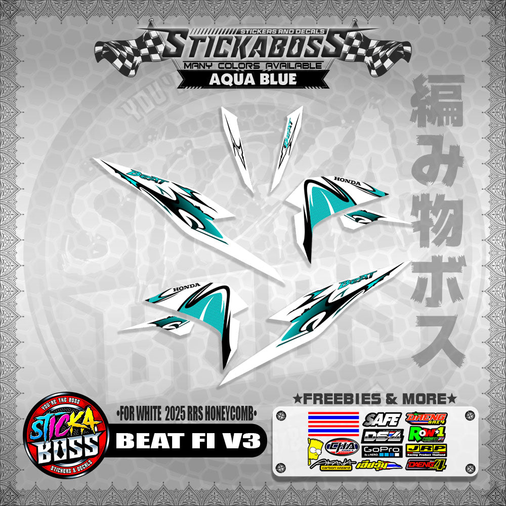 BEAT FI V3 INDO STICKER DECALS ( FOR WHITE  2025 RRS HONEYCOMB )【WITH FREEBIES】
