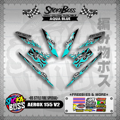 AEROX 155 V2 DECALS ( US STYLE FIRE SPECIAL )【WITH FREEBIES】