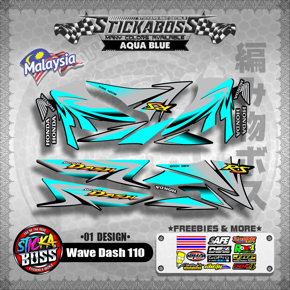 Honda Wave Dash 110 Malaysian Decals ( 01 Design ) Malaysia Concept【WITH FREEBIES】