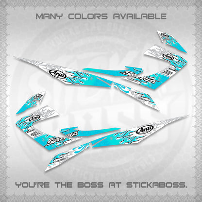 RAIDER 150 CARB SATRIA  FOR WHITE DECALS (ARAI API NEW TERBARU MOTIF)STICKER DECALS By STICKABOSS