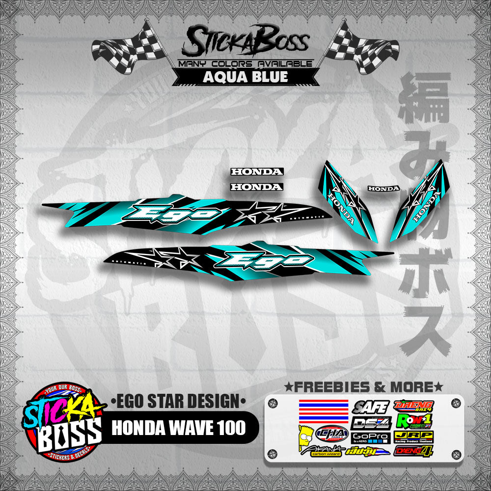 HONDA WAVE 100 DECALS ( EGO STAR DESIGN )【WITH FREEBIES】