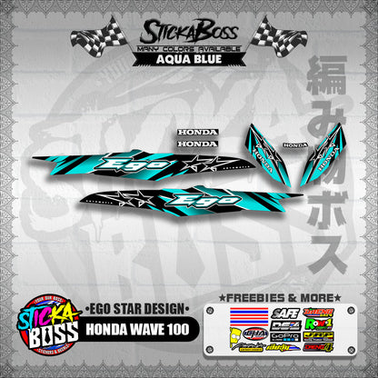 HONDA WAVE 100 DECALS ( EGO STAR DESIGN )【WITH FREEBIES】