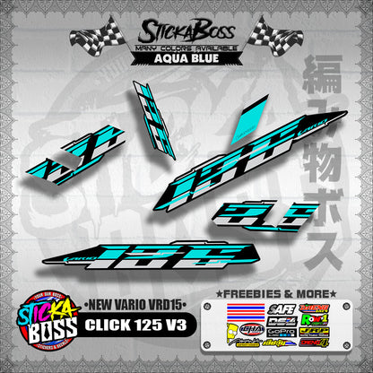 CLICK 125 V3 DECALS ( NEW VARIO VRD15 )[ PREMIUM GLOSSY LAMINATED ]【WITH FREEBIES】
