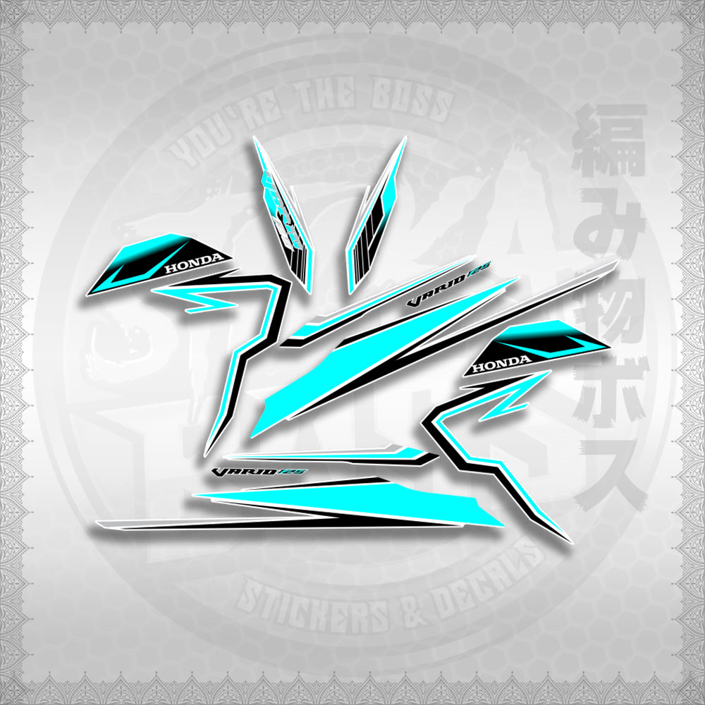 CLICK 125 V3 VARIO VR182114 DESIGN FOR WHITE STICKER DECALS By STICKABOSS (SOFIE LAMINATED WATERPROOF)