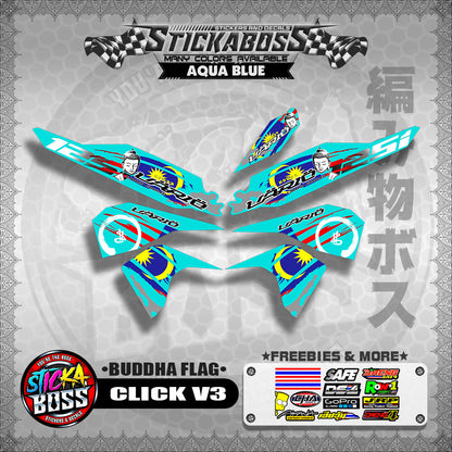 CLICK V3 MALAYSIAN STICKER DECALS ( BUDDHA FLAG )【WITH FREEBIES】