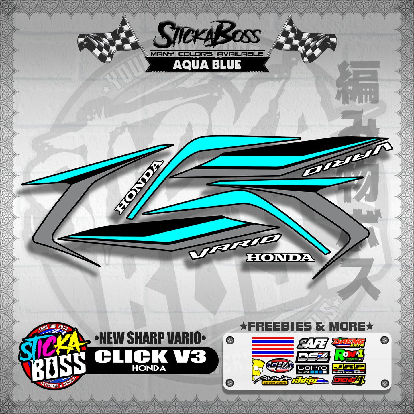 CLICK V3 DECALS ( NEW SHARP VARIO )【WITH FREEBIES】