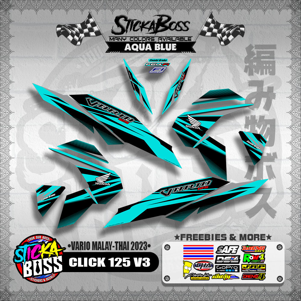 CLICK 125 V3 DECALS ( VARIO MALAY-THAI 2023 )【WITH FREEBIES】