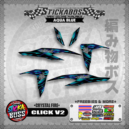 CLICK V2 STICKER DECALS ( CRYSTAL FIRE )【WITH FREEBIES】