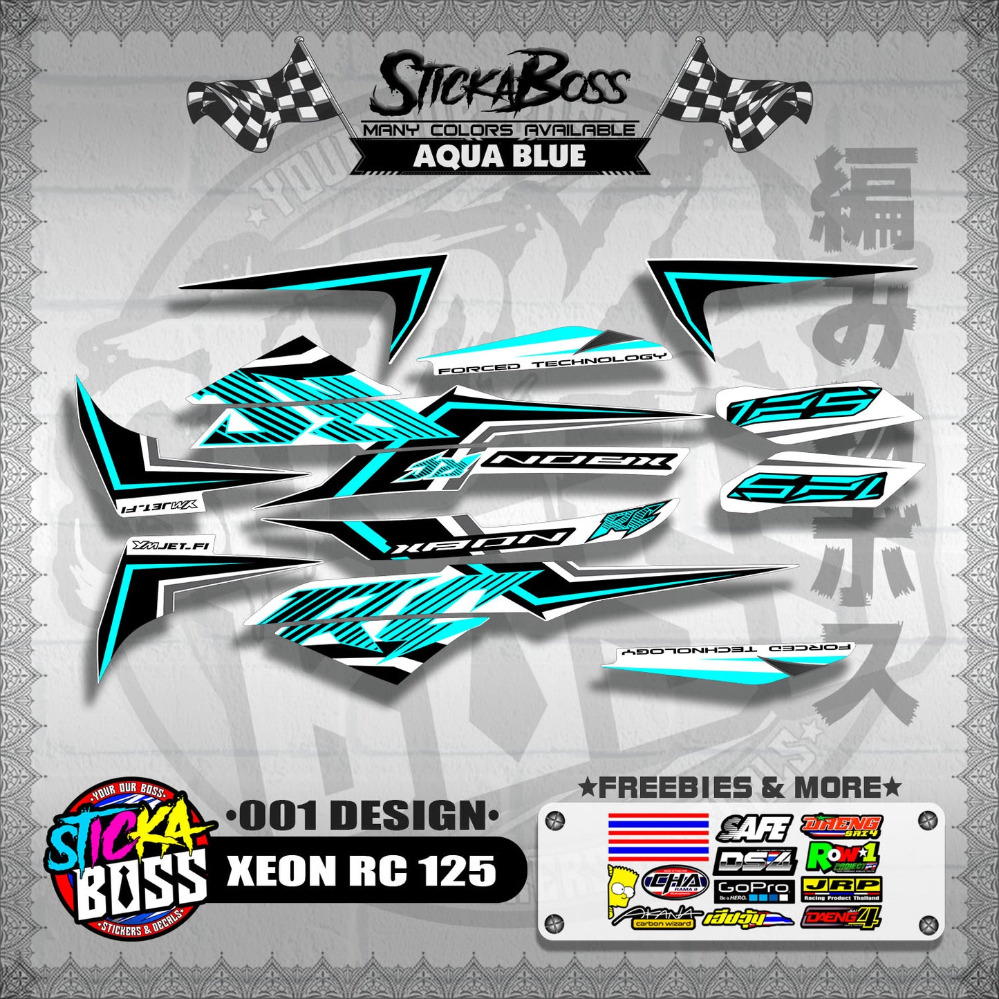 XEON RC 125 STOCK DECALS ( 001 DESIGN )【WITH FREEBIES】