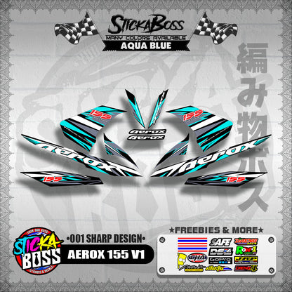 AEROX 155 V1 DECALS ( 001 SHARP DESIGN )【WITH FREEBIES】
