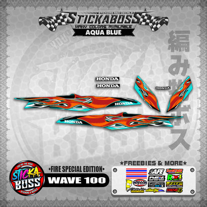 WAVE 100 STICKER DECALS ( FIRE SPECIAL EDITION )【WITH FREEBIES】