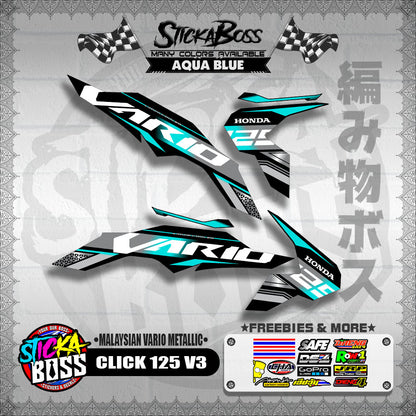 CLICK 125 V3 DECALS ( MALAYSIAN VARIO METALLIC )【WITH FREEBIES】
