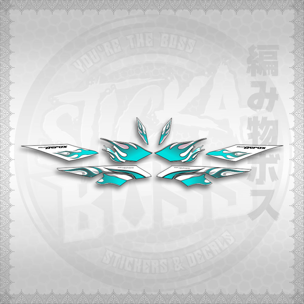 STICKER DECALS for AEROX V3 ALPHA TURBO FOR WHITE (AV3LEFIMO) By STICKABOSS (SOFIE LAMINATED WATERPROOF)