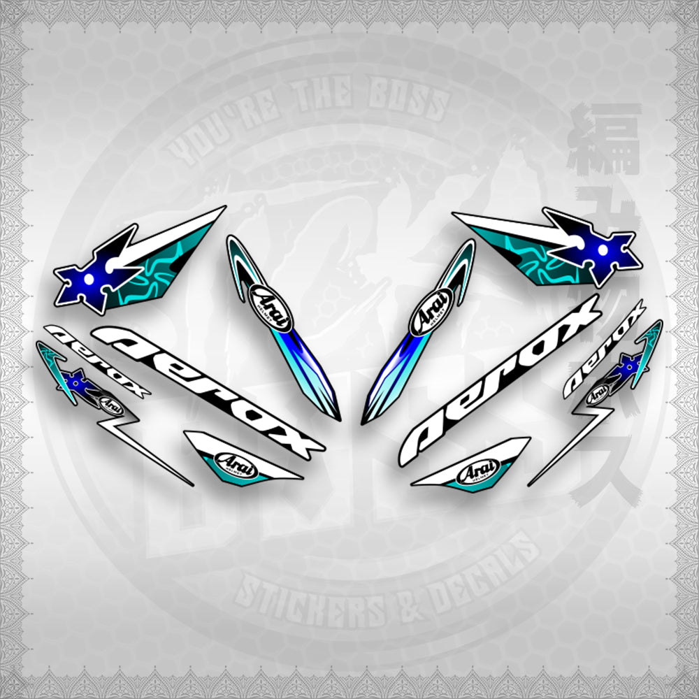 AEROX 155 V1 CUSTOM DESIGN ( ARAI NINJA BLADES ) STICKER DECALS By STICKABOSS