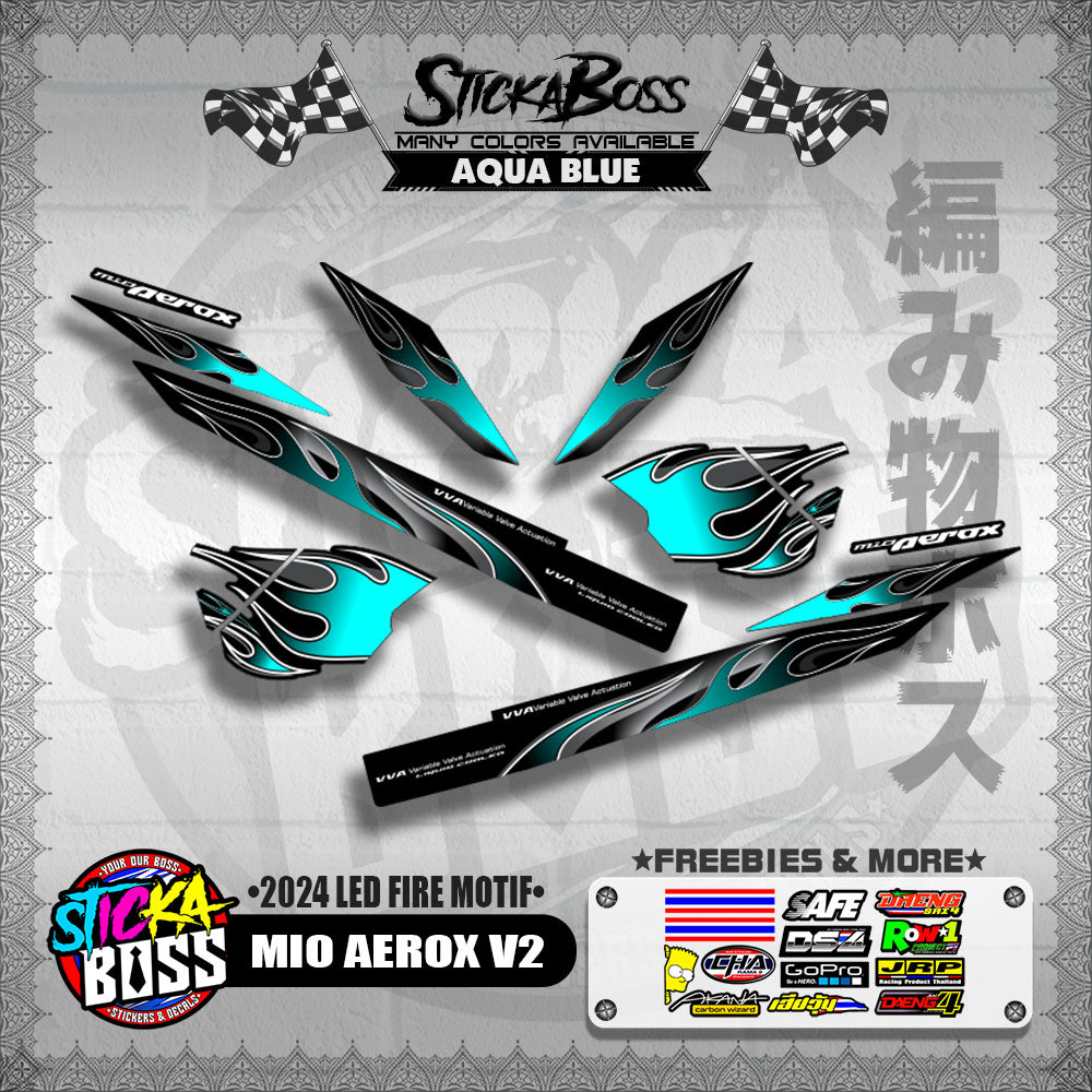 MIO AEROX V2 DECALS ( 2024 LED FIRE MOTIF )【WITH FREEBIES】