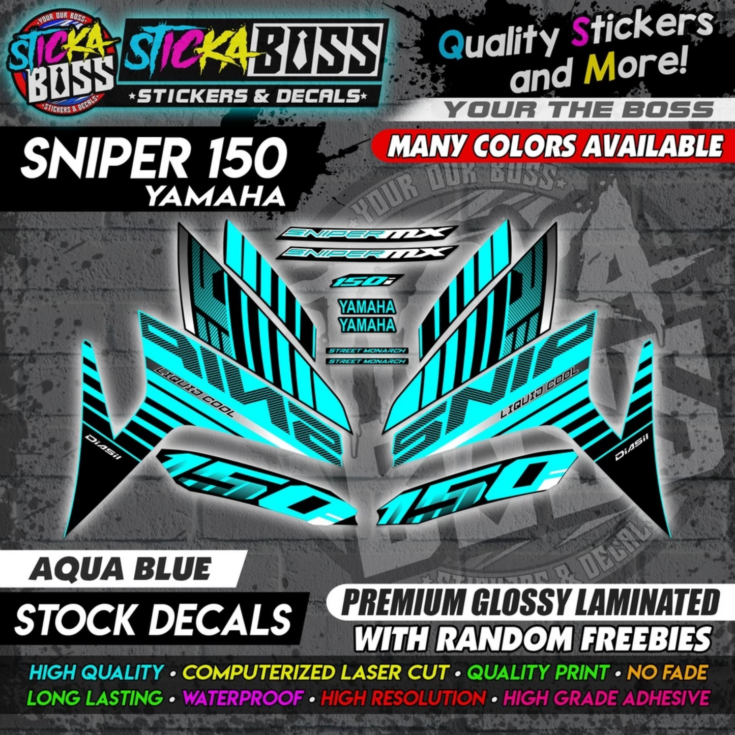 YAMAHA SNIPER 150 Stock Decals [ASSORTED COLORS] Sticker【PREMIUM GLOSSY LAMINATED】