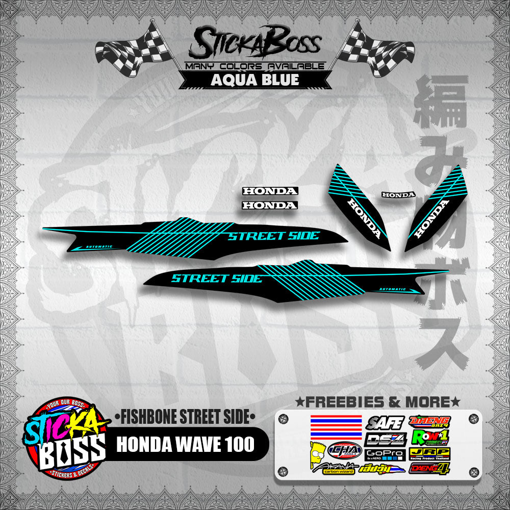 HONDA WAVE 100 DECALS ( FISHBONE STREET SIDE )【WITH FREEBIES】