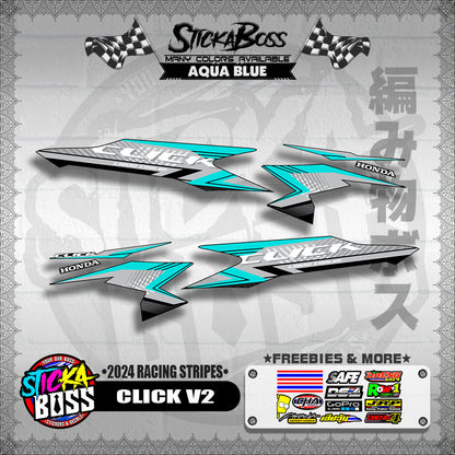 CLICK V2 DECALS ( 2024 RACING STRIPES ) [ PREMIUM GLOSSY LAMINATED ]【WITH FREEBIES】