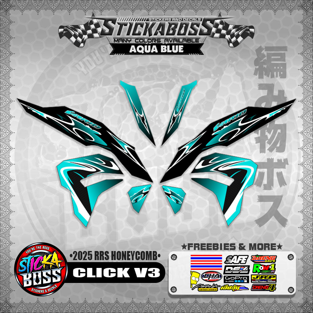 CLICK V3 INDO STICKER DECALS ( 2025 RRS HONEYCOMB )【WITH FREEBIES】