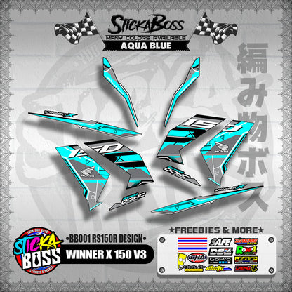 WINNER X 150 V3 DECALS ( BB001 RS150R DESIGN )【WITH FREEBIES】