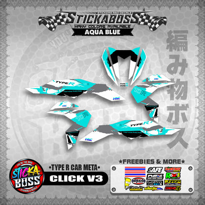 CLICK V3 AUTO CONCEPT STICKER DECALS ( TYPE R CAR META )【WITH FREEBIES】