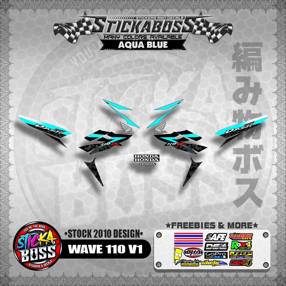 Honda Wave Dash 110r v1 Stock Decals (2010 Design)【WITH FREEBIES】 Rusi Swish Mono