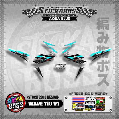 Honda Wave Dash 110r v1 Stock Decals (2010 Design)【WITH FREEBIES】 Rusi Swish Mono