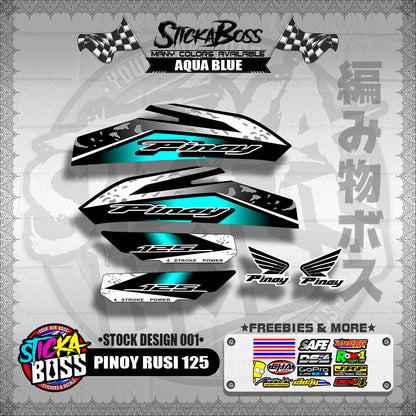 PINOY RUSI 125 DECALS ( STOCK DESIGN 001 )【WITH FREEBIES】